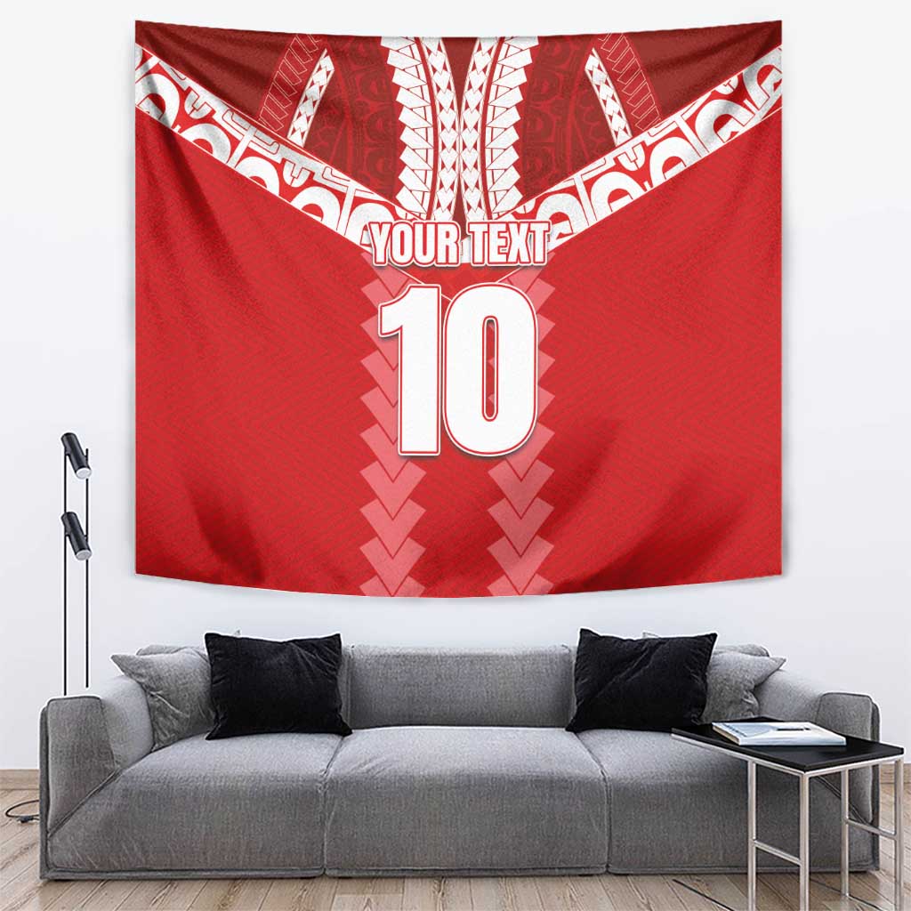 Custom Tahiti Football Polynesian Pattern Tapestry LT03 Red - Polynesian Pride