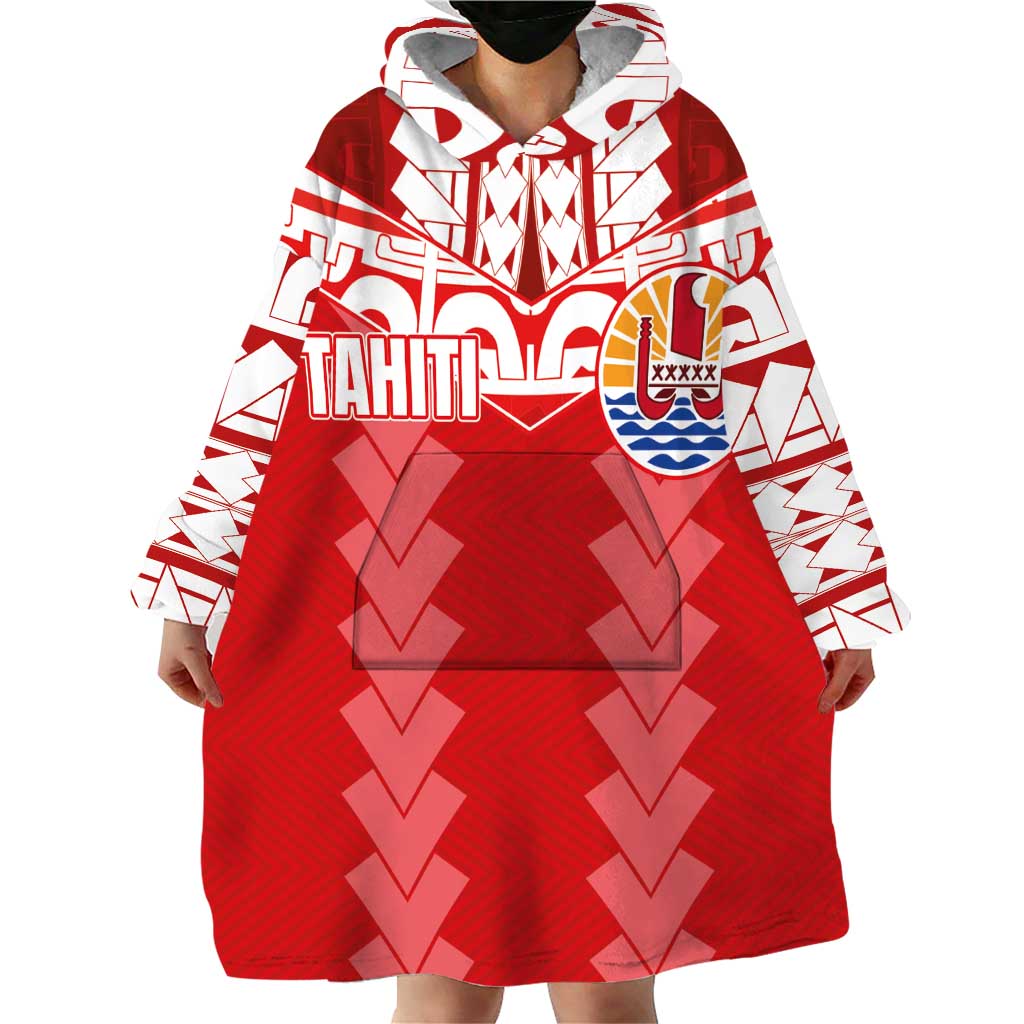 Custom Tahiti Football Polynesian Pattern Wearable Blanket Hoodie