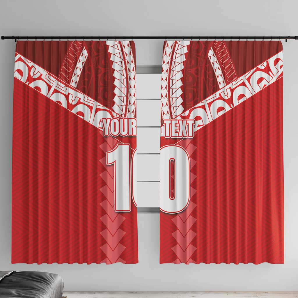 Custom Tahiti Football Polynesian Pattern Window Curtain LT03 With Hooks Red - Polynesian Pride