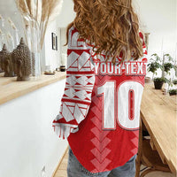 Custom Tahiti Football Polynesian Pattern Women Casual Shirt