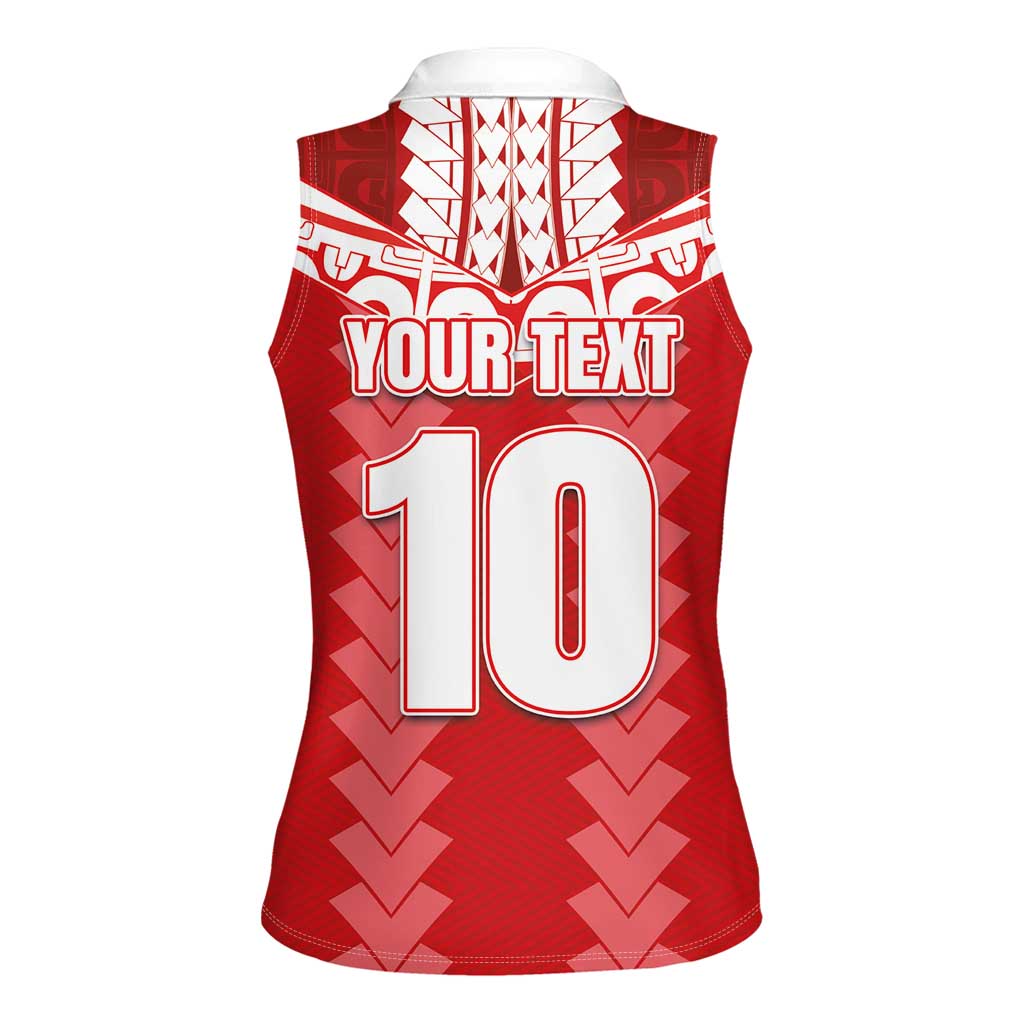 Custom Tahiti Football Polynesian Pattern Women Sleeveless Polo Shirt