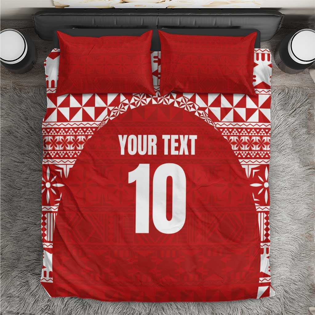 Custom Tonga Football Ngatu Tribal Tattoo Bedding Set LT03 Red - Polynesian Pride