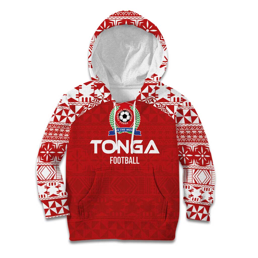 Custom Tonga Football Ngatu Tribal Tattoo Kid Hoodie LT03 Hoodie Red - Polynesian Pride