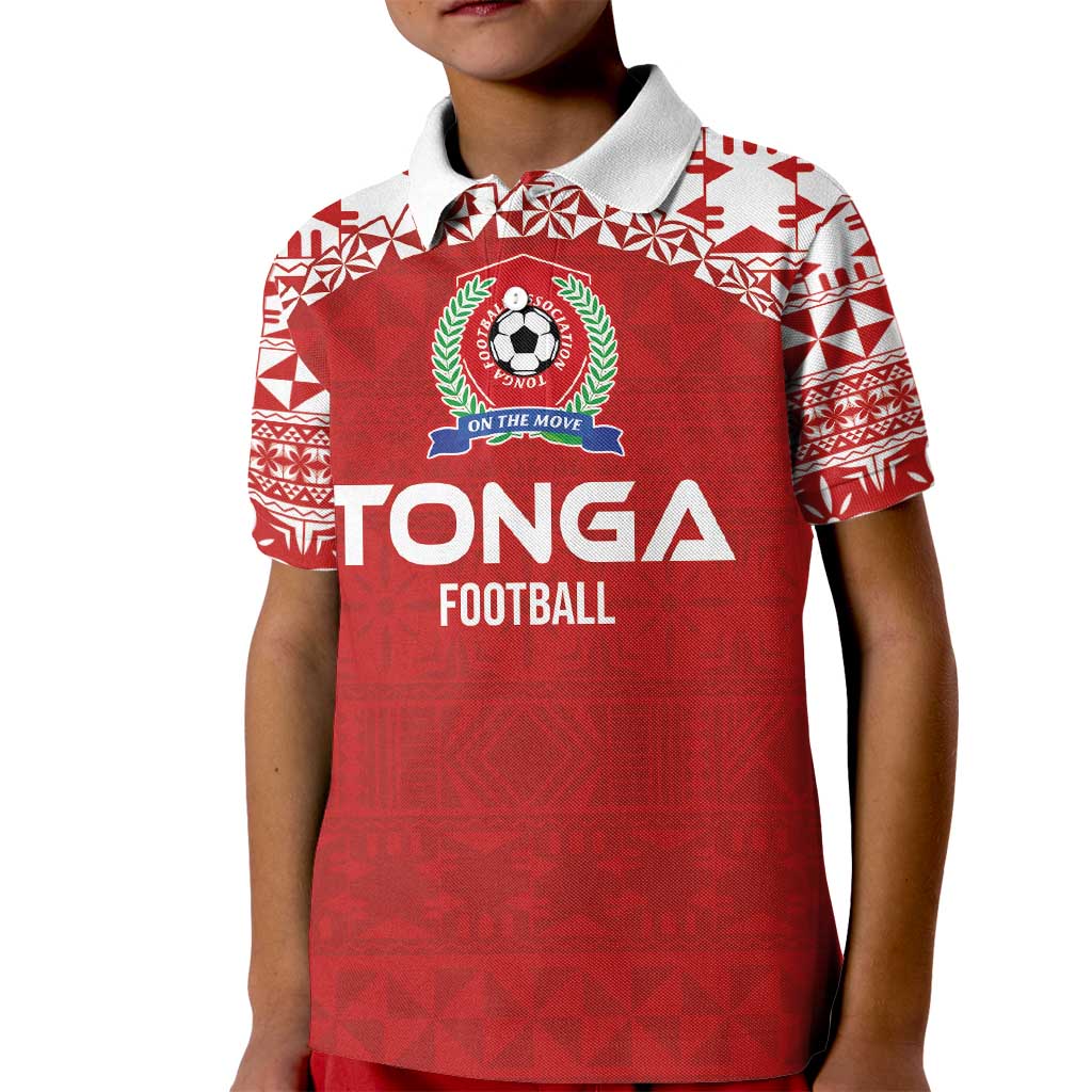 Custom Tonga Football Ngatu Tribal Tattoo Kid Polo Shirt LT03 Kid Red - Polynesian Pride