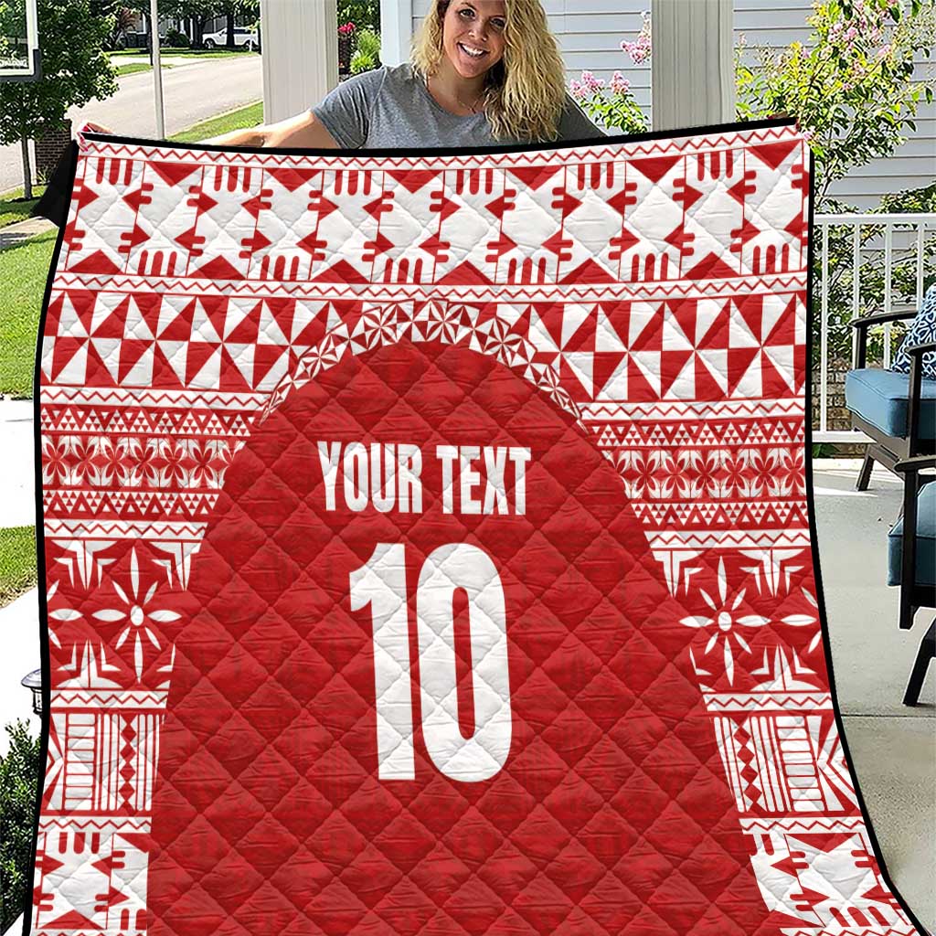 Custom Tonga Football Ngatu Tribal Tattoo Quilt LT03 Red - Polynesian Pride