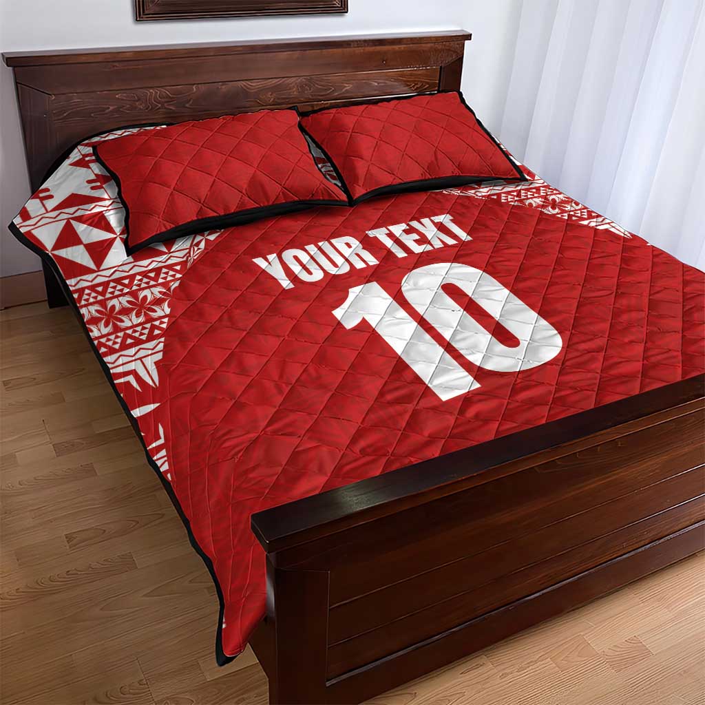 Custom Tonga Football Ngatu Tribal Tattoo Quilt Bed Set