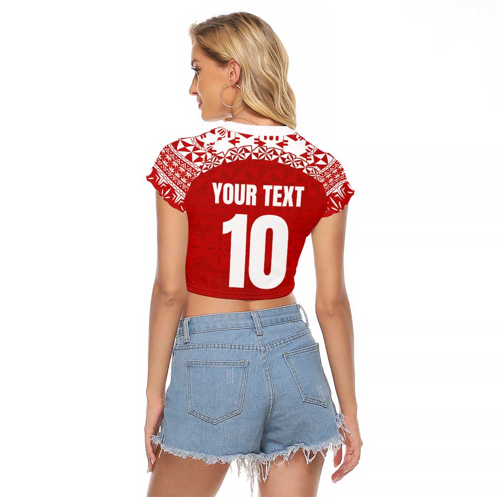 Custom Tonga Football Ngatu Tribal Tattoo Raglan Cropped T Shirt