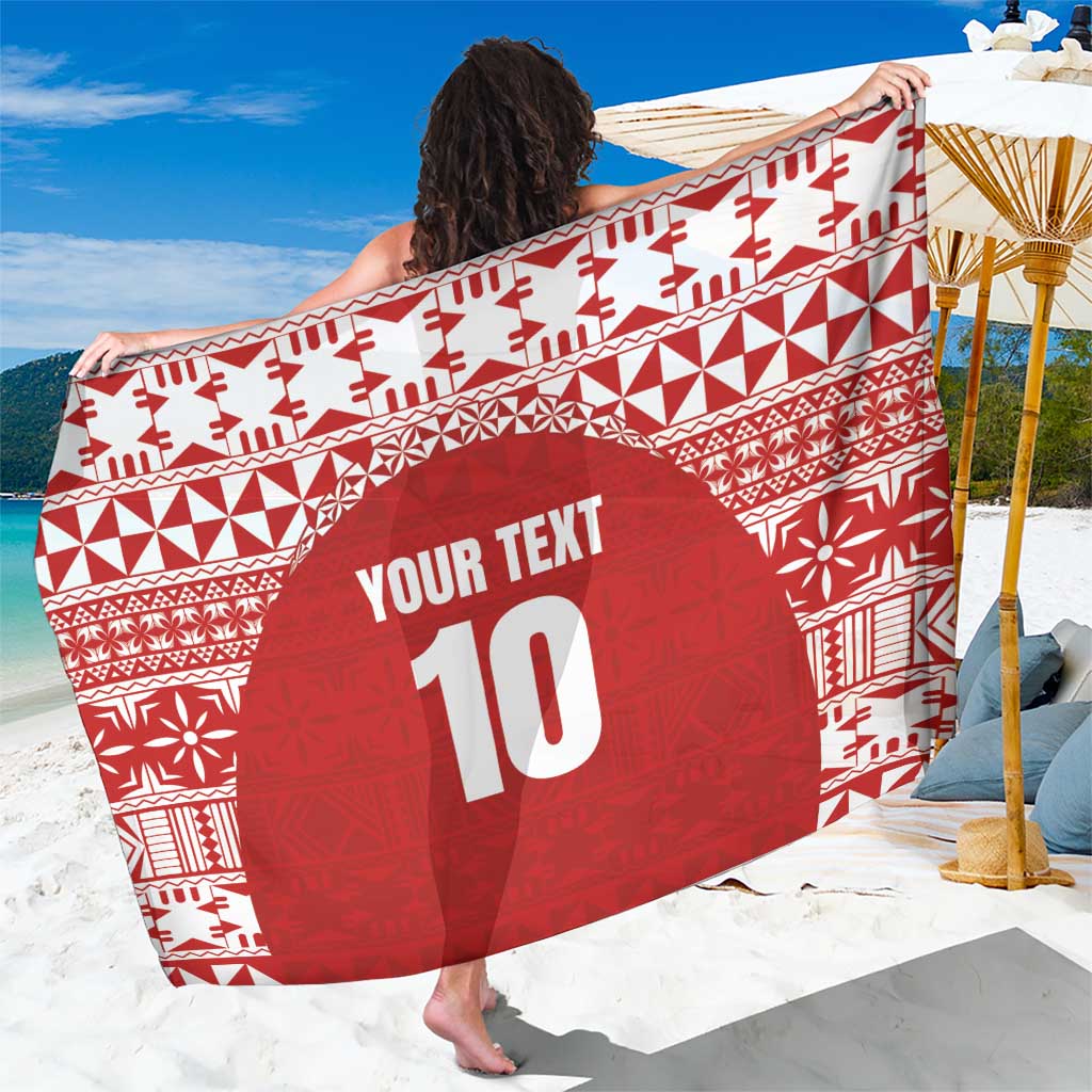 Custom Tonga Football Ngatu Tribal Tattoo Sarong LT03 One Size 44 x 66 inches Red - Polynesian Pride