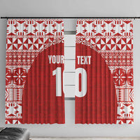 Custom Tonga Football Ngatu Tribal Tattoo Window Curtain