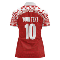 Custom Tonga Football Ngatu Tribal Tattoo Women Polo Shirt