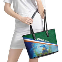 Marshall Islands Kwajalein Atoll Leather Tote Bag Polynesian Pattern and Undersea Animals