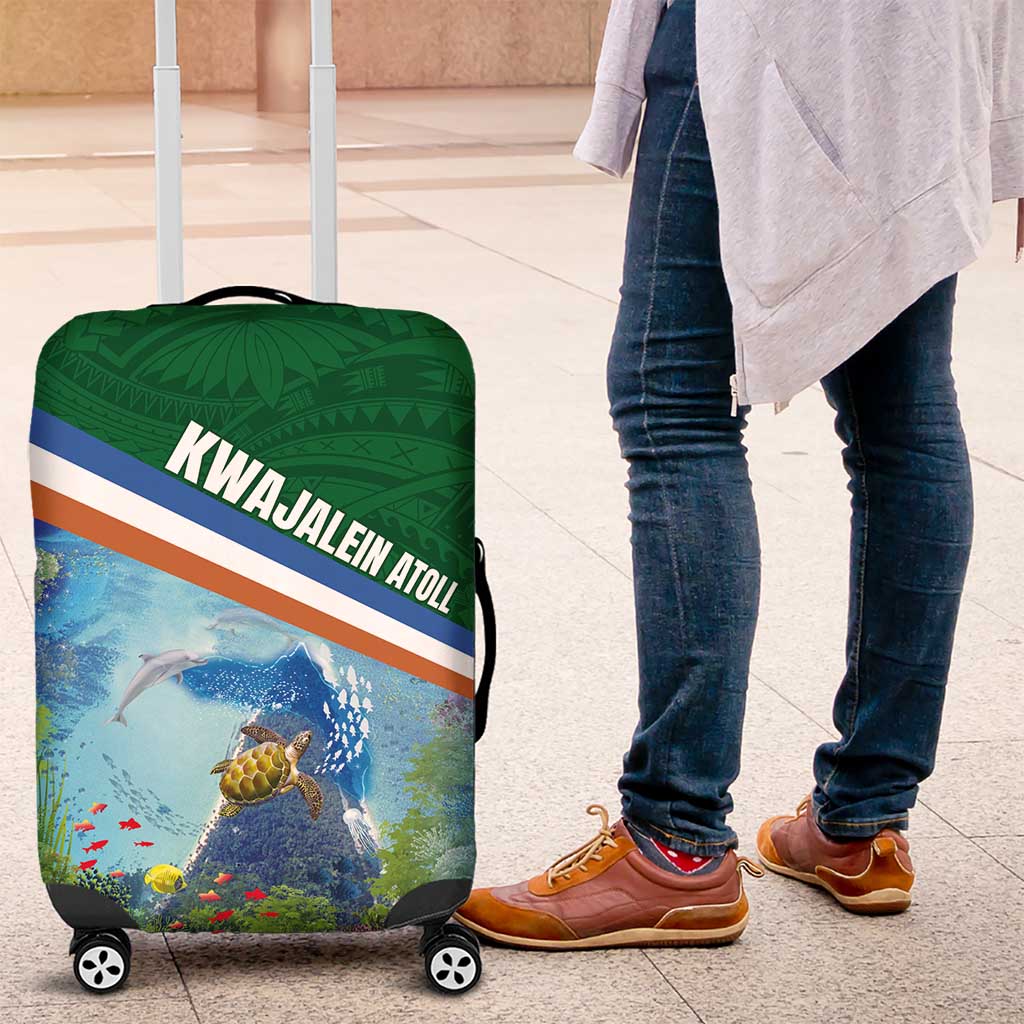 Marshall Islands Kwajalein Atoll Luggage Cover Polynesian Pattern and Undersea Animals LT03 Blue - Polynesian Pride