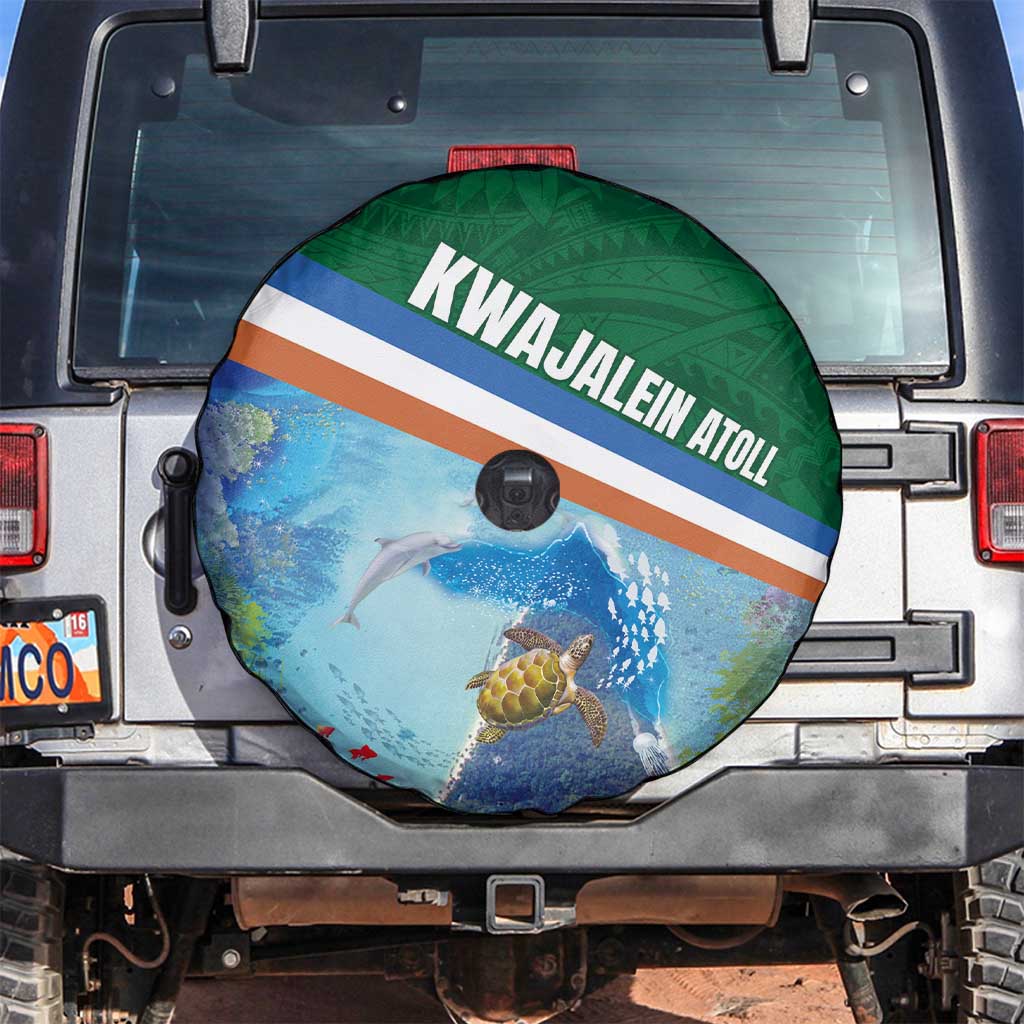 Marshall Islands Kwajalein Atoll Spare Tire Cover Polynesian Pattern and Undersea Animals LT03 Blue - Polynesian Pride