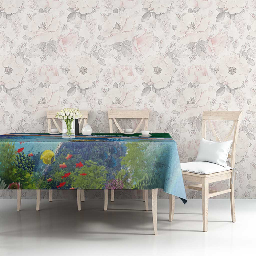 Marshall Islands Kwajalein Atoll Tablecloth Polynesian Pattern and Undersea Animals