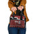 New Zealand Culture Shoulder Handbag Kia Ora Aotearoa Moko Tattoo Mask with Waka and Maori Art Pattern