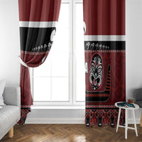 New Zealand Culture Window Curtain Kia Ora Aotearoa Moko Tattoo Mask with Waka and Maori Art Pattern