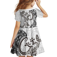 New Zealand Gecko Maori Art Tattoo Family Matching Long Sleeve Bodycon Dress and Hawaiian Shirt White Color LT03 - Polynesian Pride