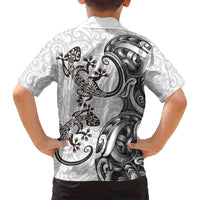 New Zealand Gecko Maori Art Tattoo Family Matching Tank Maxi Dress and Hawaiian Shirt White Color LT03 - Polynesian Pride