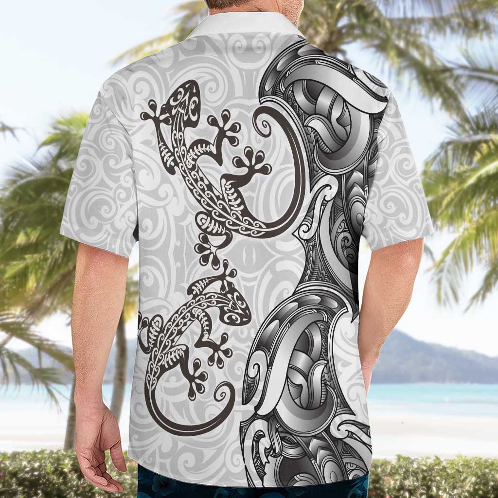 New Zealand Gecko Maori Art Tattoo Hawaiian Shirt White Color