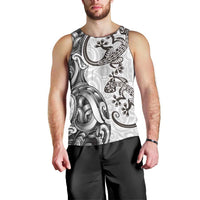 New Zealand Gecko Maori Art Tattoo Men Tank Top White Color