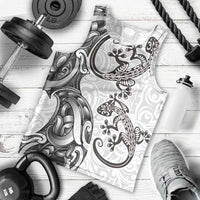 New Zealand Gecko Maori Art Tattoo Men Tank Top White Color