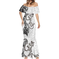 New Zealand Gecko Maori Art Tattoo Mermaid Dress White Color