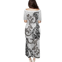 New Zealand Gecko Maori Art Tattoo Puletasi White Color