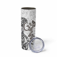 New Zealand Gecko Maori Art Tattoo Skinny Tumbler White Color