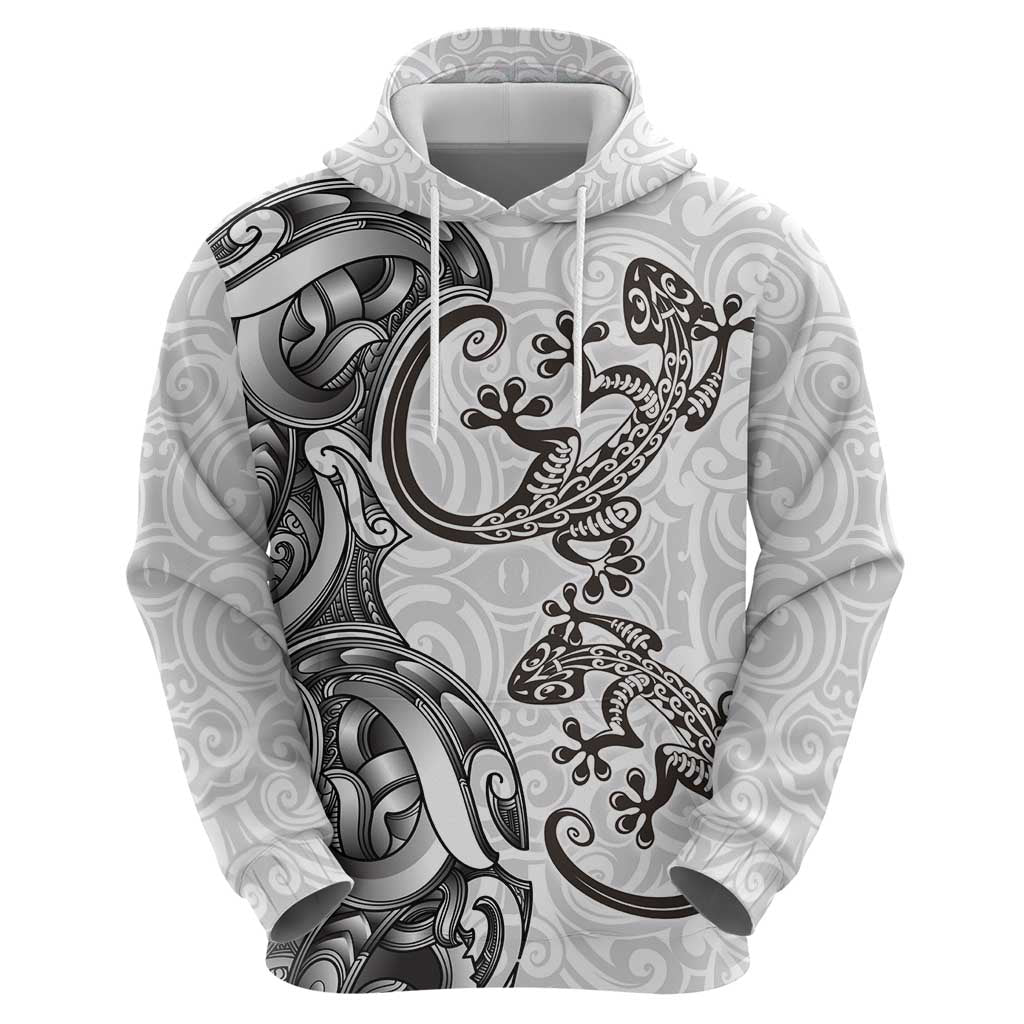 New Zealand Gecko Maori Art Tattoo Zip Hoodie White Color LT03 - Polynesian Pride