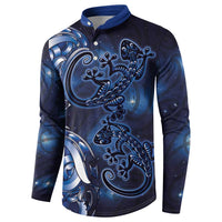 New Zealand Gecko Maori Art Tattoo Button Sweatshirt Matariki Mode