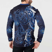 New Zealand Gecko Maori Art Tattoo Button Sweatshirt Matariki Mode