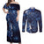 New Zealand Gecko Maori Art Tattoo Couples Matching Off Shoulder Maxi Dress and Long Sleeve Button Shirt Matariki Mode