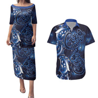 New Zealand Gecko Maori Art Tattoo Couples Matching Puletasi and Hawaiian Shirt Matariki Mode