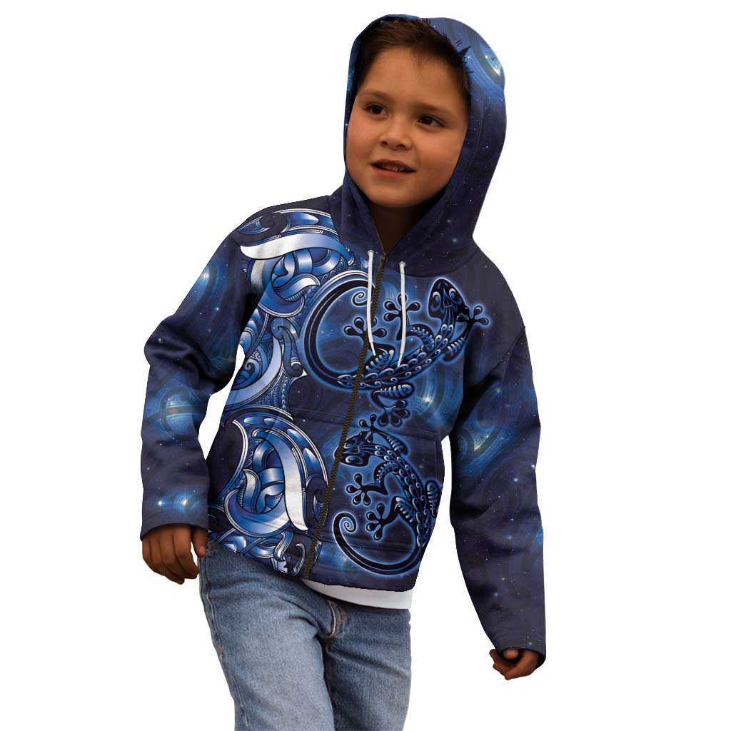 New Zealand Gecko Maori Art Tattoo Kid Hoodie Matariki Mode
