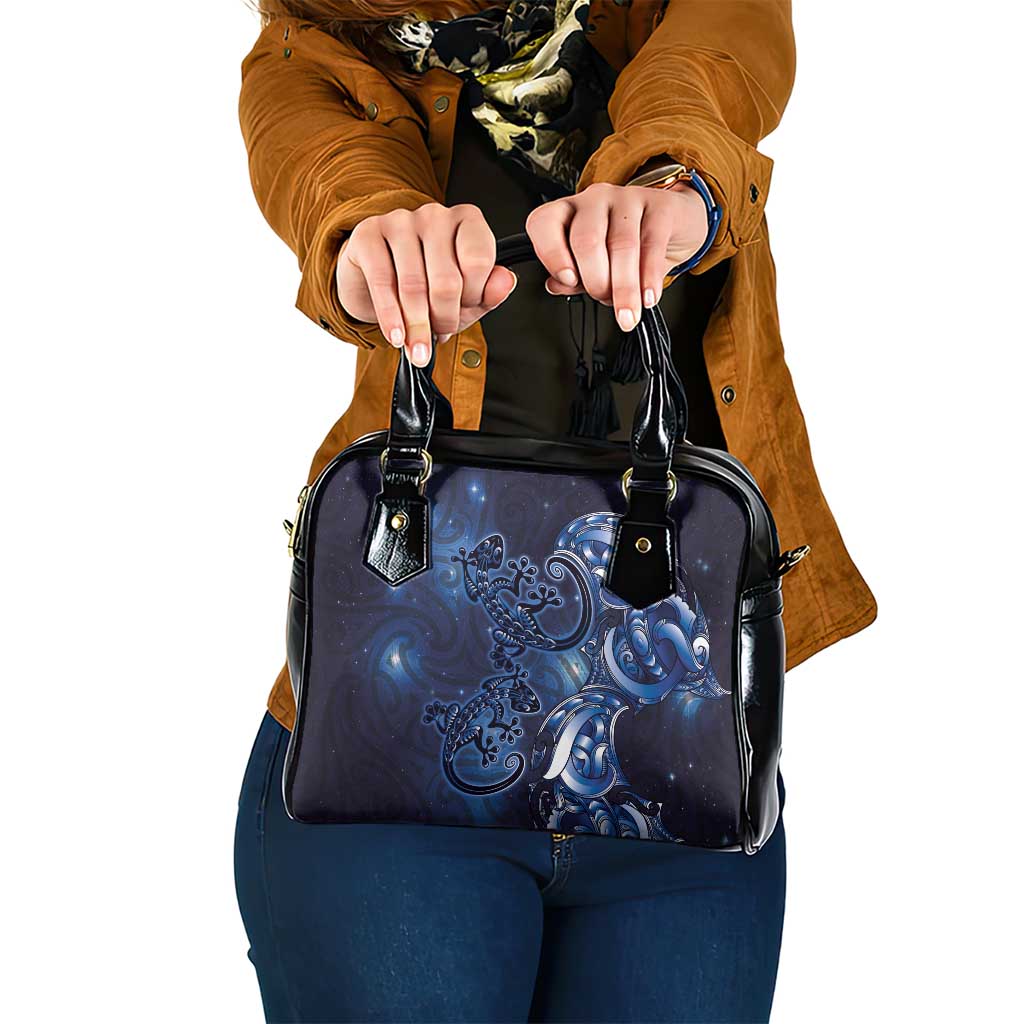 New Zealand Gecko Maori Art Tattoo Shoulder Handbag Matariki Mode LT03 One Size Blue - Polynesian Pride