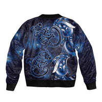 New Zealand Gecko Maori Art Tattoo Sleeve Zip Bomber Jacket Matariki Mode