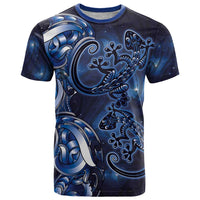 New Zealand Gecko Maori Art Tattoo T Shirt Matariki Mode LT03 Blue - Polynesian Pride