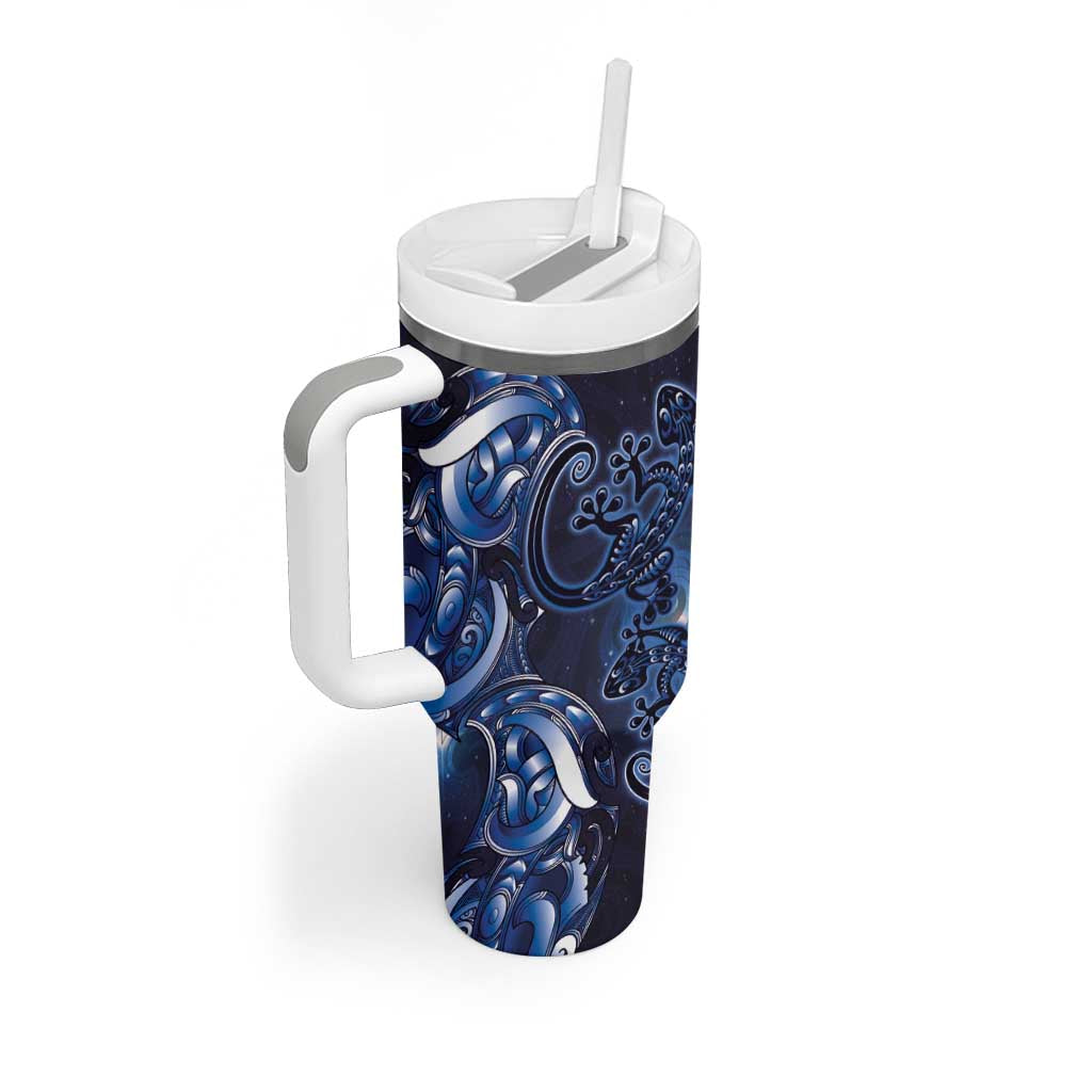 New Zealand Gecko Maori Art Tattoo Tumbler With Handle Matariki Mode LT03 - Polynesian Pride