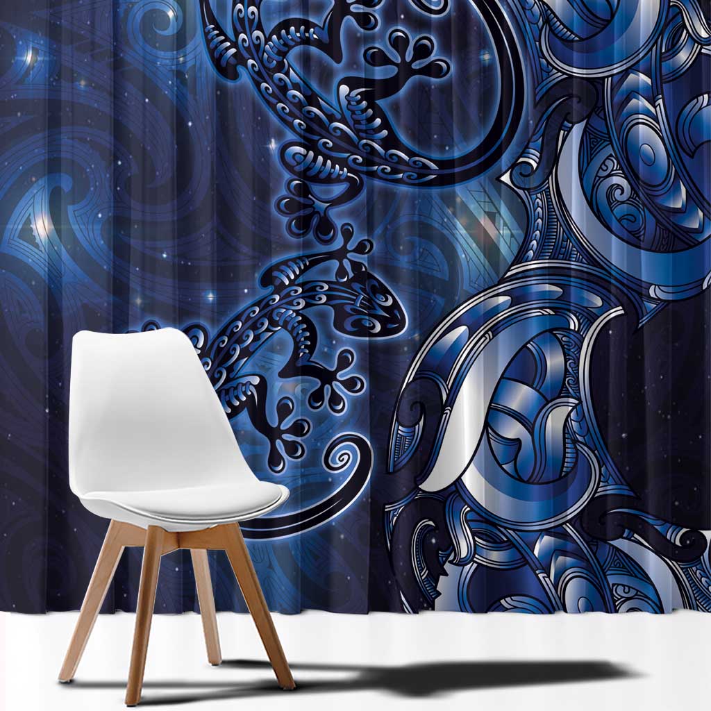 New Zealand Gecko Maori Art Tattoo Window Curtain Matariki Mode LT03 - Polynesian Pride