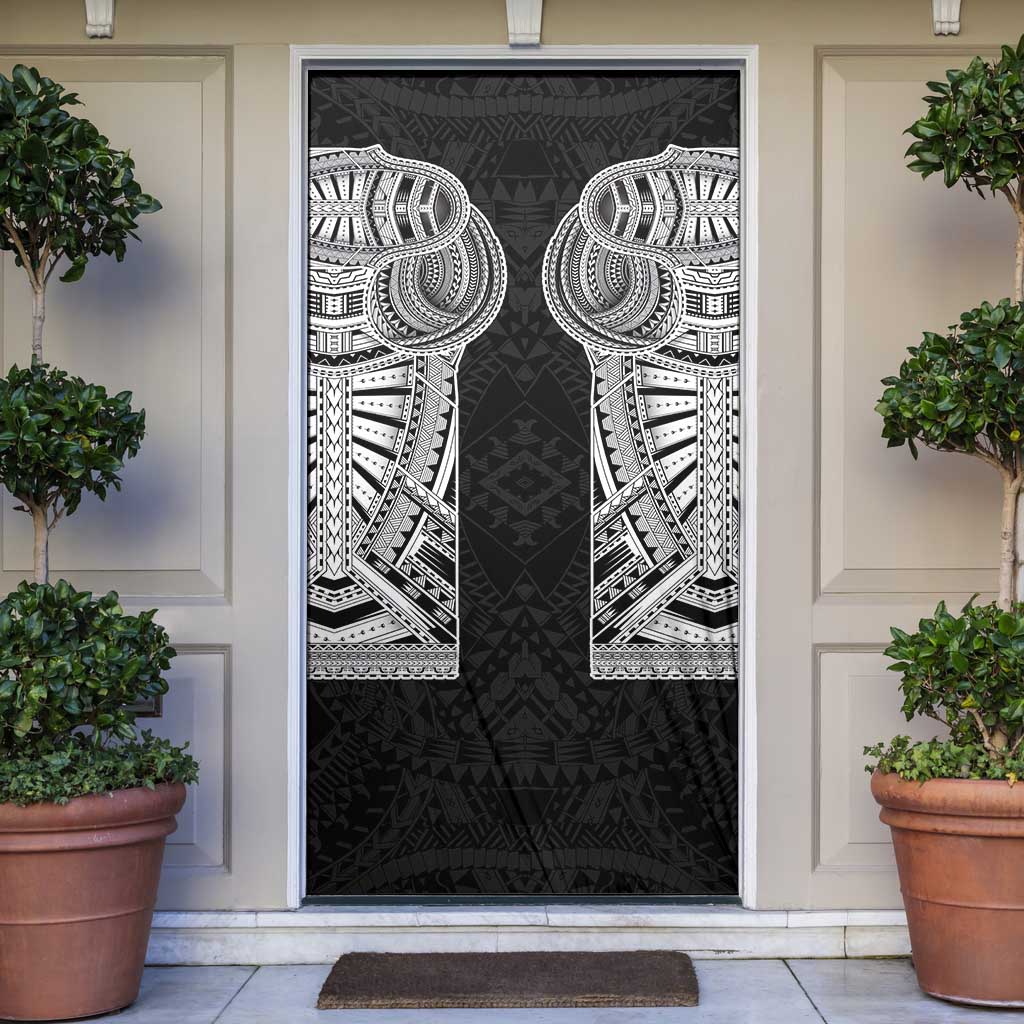 Samoan Traditional Art Tattoos Door Cover Tatau Tribal Motifs with Ula Fala Black - Polynesian Pride