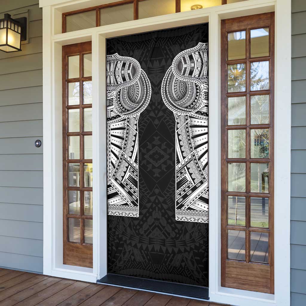 Samoan Traditional Art Tattoos Door Cover Tatau Tribal Motifs with Ula Fala Black - Polynesian Pride
