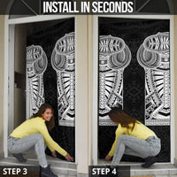 Samoan Traditional Art Tattoos Door Cover Tatau Tribal Motifs with Ula Fala Black - Polynesian Pride