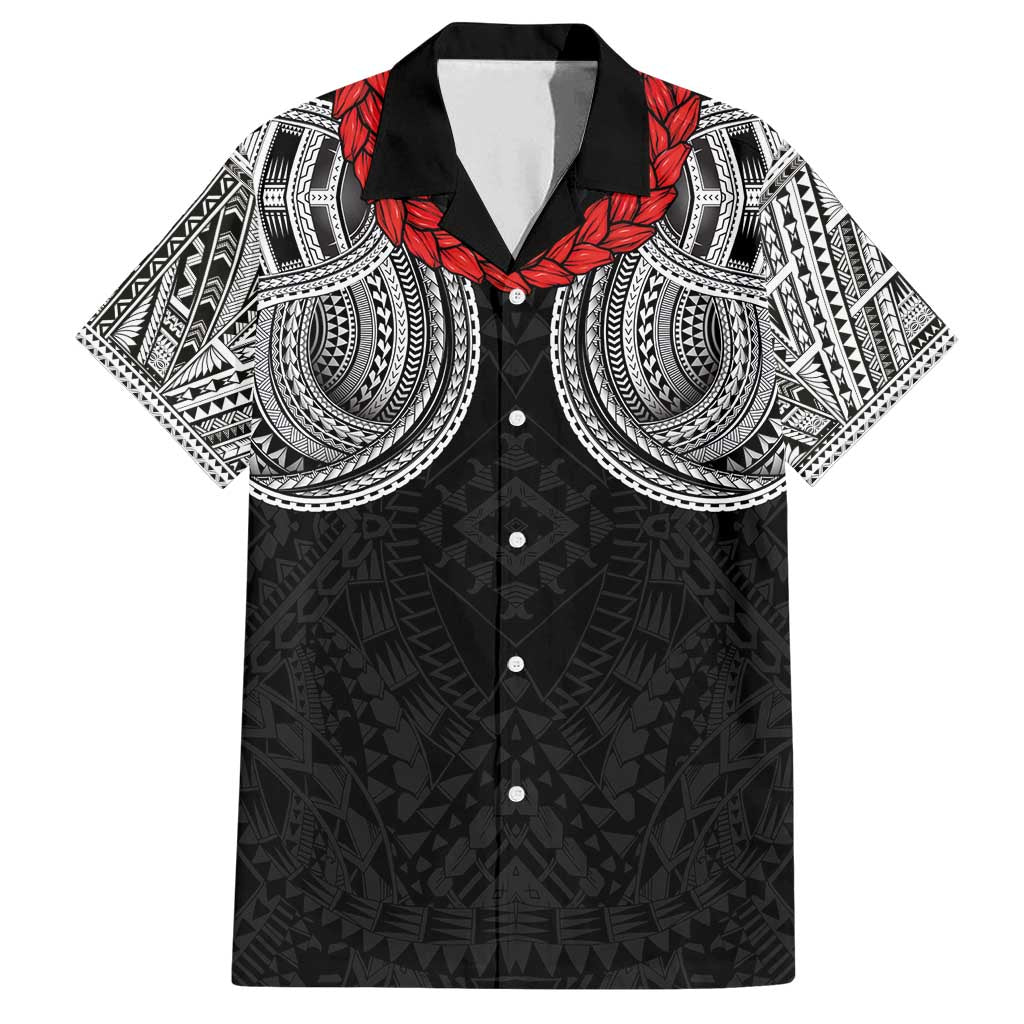 Samoan Traditional Art Tattoos Family Matching Puletasi and Hawaiian Shirt Tatau Tribal Motifs with Ula Fala Black - Polynesian Pride