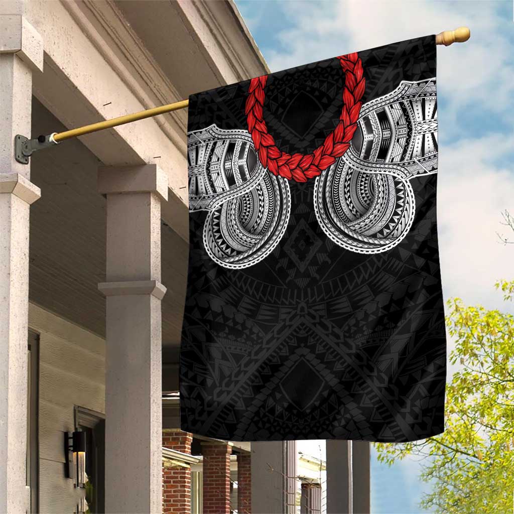 Samoan Traditional Art Tattoos Garden Flag Tatau Tribal Motifs with Ula Fala Black - Polynesian Pride