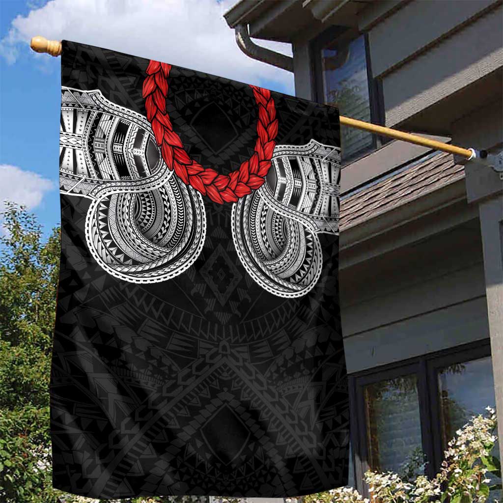 Samoan Traditional Art Tattoos Garden Flag Tatau Tribal Motifs with Ula Fala Black - Polynesian Pride