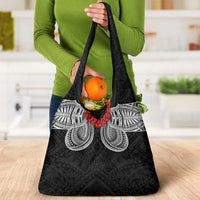 Samoan Traditional Art Tattoos Grocery Bag Tatau Tribal Motifs with Ula Fala Black - Polynesian Pride