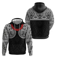 Samoan Traditional Art Tattoos Hoodie Tatau Tribal Motifs with Ula Fala Black - Polynesian Pride