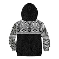 Samoan Traditional Art Tattoos Kid Hoodie Tatau Tribal Motifs with Ula Fala Black - Polynesian Pride