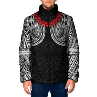 Samoan Traditional Art Tattoos Padded Jacket Tatau Tribal Motifs with Ula Fala Black - Polynesian Pride