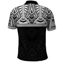 Samoan Traditional Art Tattoos Polo Shirt Tatau Tribal Motifs with Ula Fala Black - Polynesian Pride